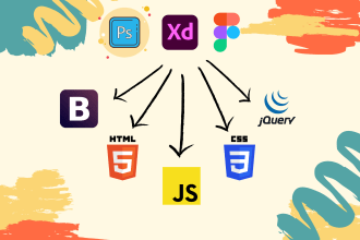 convert xd to HTML responsive, PSD to HTML, figma to HTML, sketch to HTML