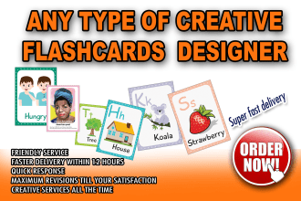 design any kid of creative flashcards
