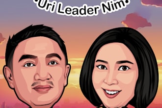 make a big head caricature, wedding, couple and for you