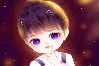 draw cute icon and avatar for twitch in anime chibi style