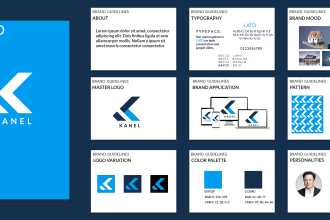 design business logo and branding kit, brand style guidelines identity