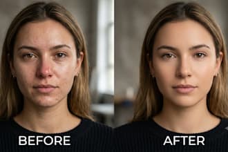 do high end face skin retouching and frequency separation using ai tools