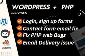 fix contact form wordpress email sending issue, login form, PHP html