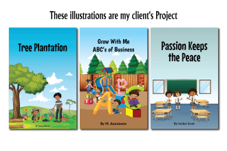 do children book cover and african american children story book illustrations