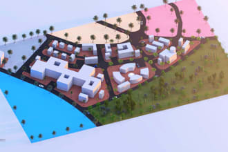 model and render urban plan, site plan, location plan and etc