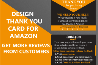 design attractive amazon thank you card and product insert