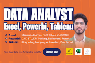 be business analyst, data analysis and visualization in excel, power bi, tableau