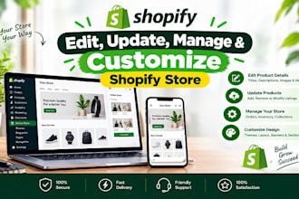 edit, fix, update and customize shopify store