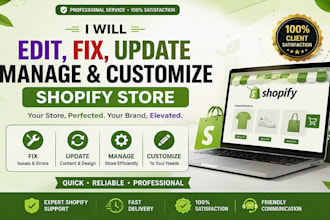 edit, update, manage and customize shopify website