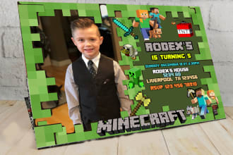design minecraft surprise birthday party invitation