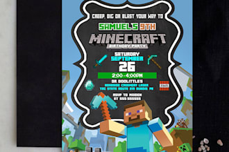 design minecraft surprise birthday party invitation