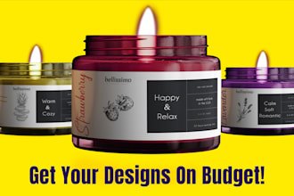 create scented flavored candle jar labels and candle box packaging designs