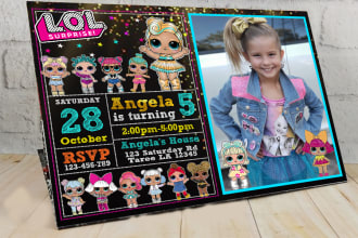 design lol dolls surprise birthday party invitation