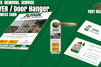 junk removal flyer, junk removal door hangers, junk removal business card