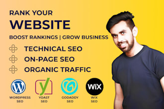 do on page SEO and technical optimization for wordpress wix godaddy websites