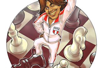 draw cartoon caricature, humorous from photo