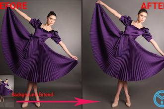 remove clothing wrinkle, retouch, extend studio background