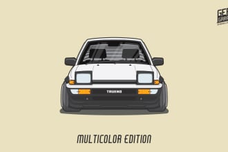 make front facing chibi cartoon car illustration
