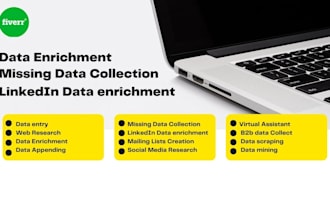 do linkedin data enrichment, data entry and email list building