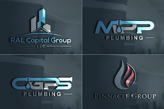 design construction, plumbing or oil company logo and flyer
