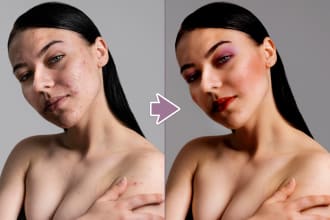 do professional skin retouching and realistic makeup
