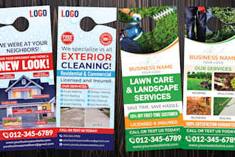 design door hanger, flyer for pressure washing, lawn care, cleaning, real estate