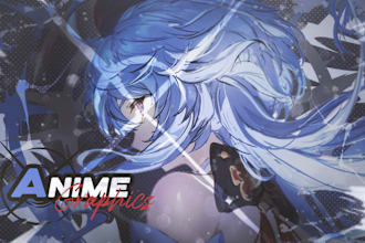 design anime vtuber banner or youtuber and matching pfp