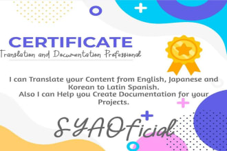 do exclusive translation and documentation to latin spanish