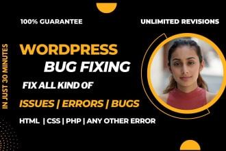fix wordpress website issues errors bugs, HTML, CSS, elementor pro, divi expert