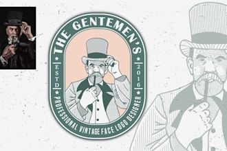 create line art hand drawn logo vintage style