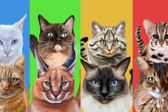 draw vector illustration dog cat animal pet cartoon portrait