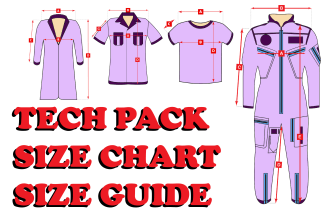 do illustrations for tech pack, size chart, and size guide