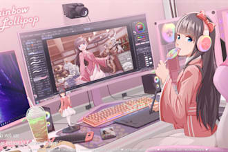 draw half body anime character commission