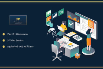 create a flat vector illustration, art, objects, icons
