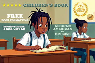 draw african children book illustrations, KDP or ebook cover design