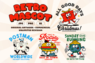 create vintage retro cartoon character for t shirt, mascot