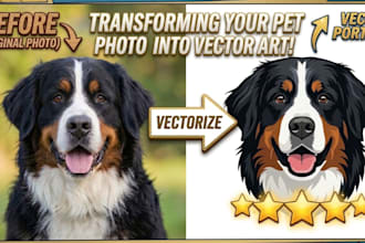 draw minimalist realistic pet vector art