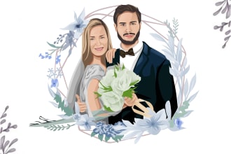 draw couple portrait for wedding illustration