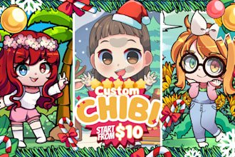 draw  cute anime chibi and custom character