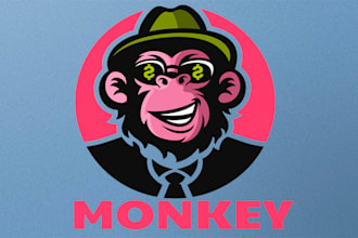 do creative modern mascot cartoon monkey logo design for you