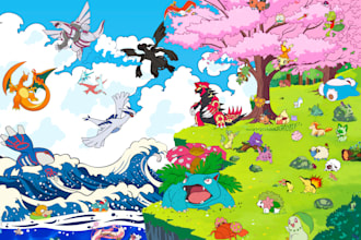 make beautifully illustrated pokemon and environments