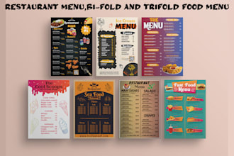 design food menu, menu card, food flyer, digital menu, bifold and trifold