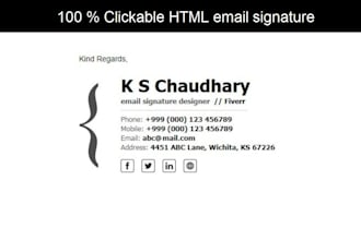 create clickable HTML email signature