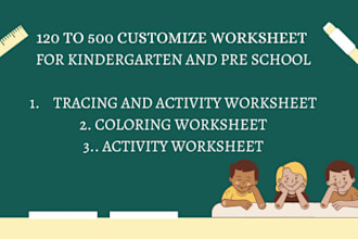 create 120 to 500 printable kindergarten activity, tracing coloring worksheets