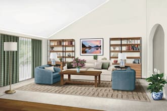 create hand drawn interior design sketch, illustration