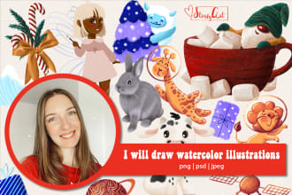do watercolor  illustrations with animals for tshirts and printables