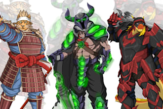draw dnd character art, anime fantasy character and creature