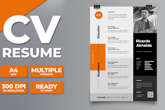make professional resume design or modern cv template