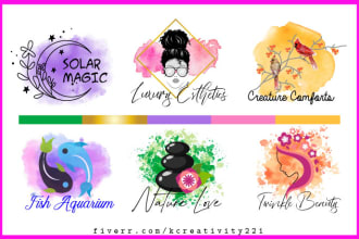 design feminine beauty cosmetic hand drawn boho watercolor floral signature logo