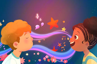draw a cool children story book illustration
